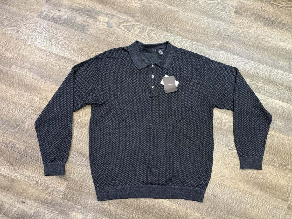 Vintage Barry Bricken Diamond Knit 100% Silk Men's XXL Sweater Buttons Luxury